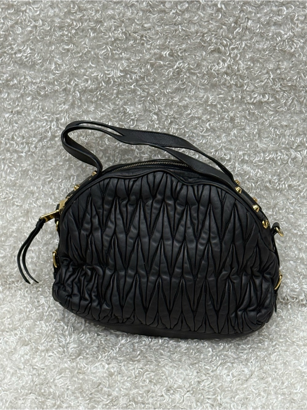 MIU MIU Matelasse Leather Handbag Shoulder Bag Black - Picture 3 of 16